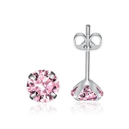 Pendientes de cuatro garras con circonita y diamante único de moissanita