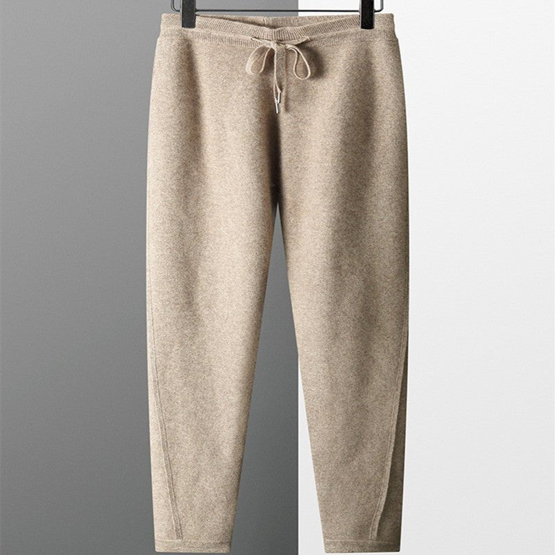 Fall Winter Men Solid Color Cashmere Pants - BAGMODA