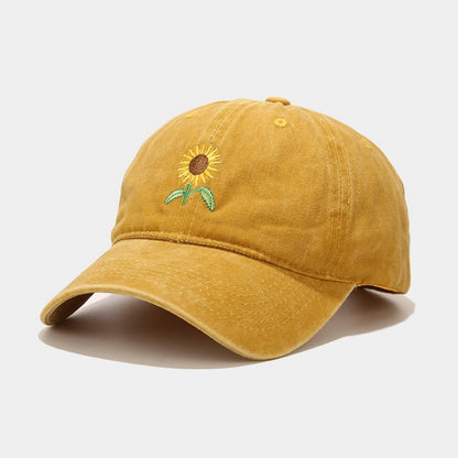 Gorra con visera bordada con girasoles vintage deslavada para viajes al aire libre