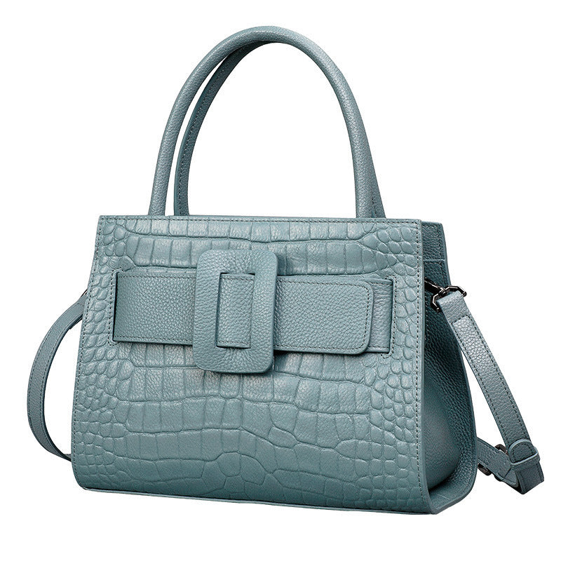 Bolso bandolera portátil de cuero para mujer, bolso de hombro a juego.