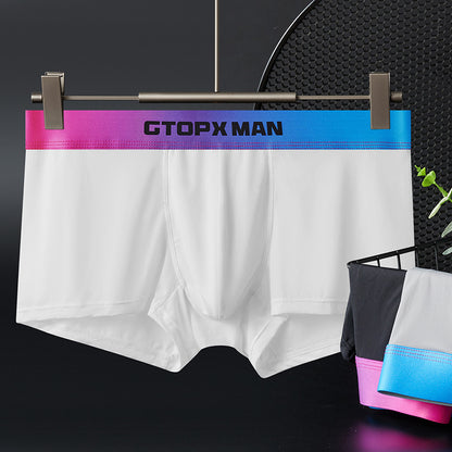 Men's Ice Silk U Convex Low Waist Thin Summer Gradient Boxers