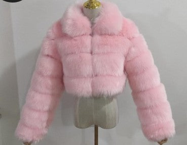 Chaqueta ligera de lujo para mujer con solapa de imitación de piel de zorro y manga larga con costuras
