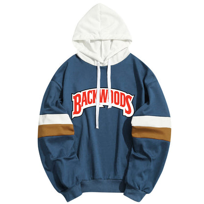 Sudadera con capucha para hombre con barras paralelas empalmadas