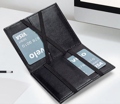 Nuevo tarjetero plegable de gran capacidad, cartera de cuero genuino