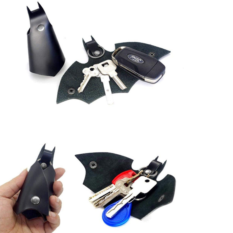 Punk Leather Car Key Ring Package Pendant Protective Case