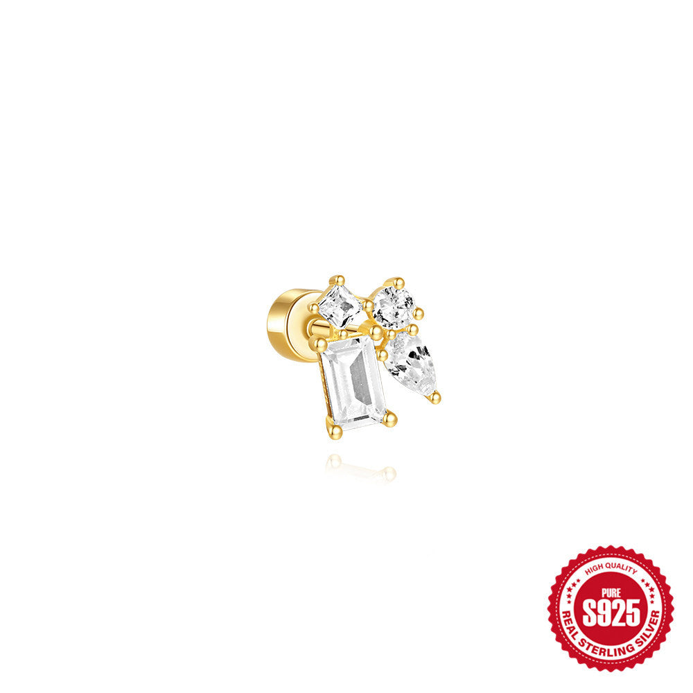 S925 Sterling Silver Flat Column Thread Piercing Ear Bone Stud