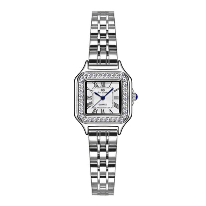 Reloj de acero inoxidable para mujer, de lujo y asequible.