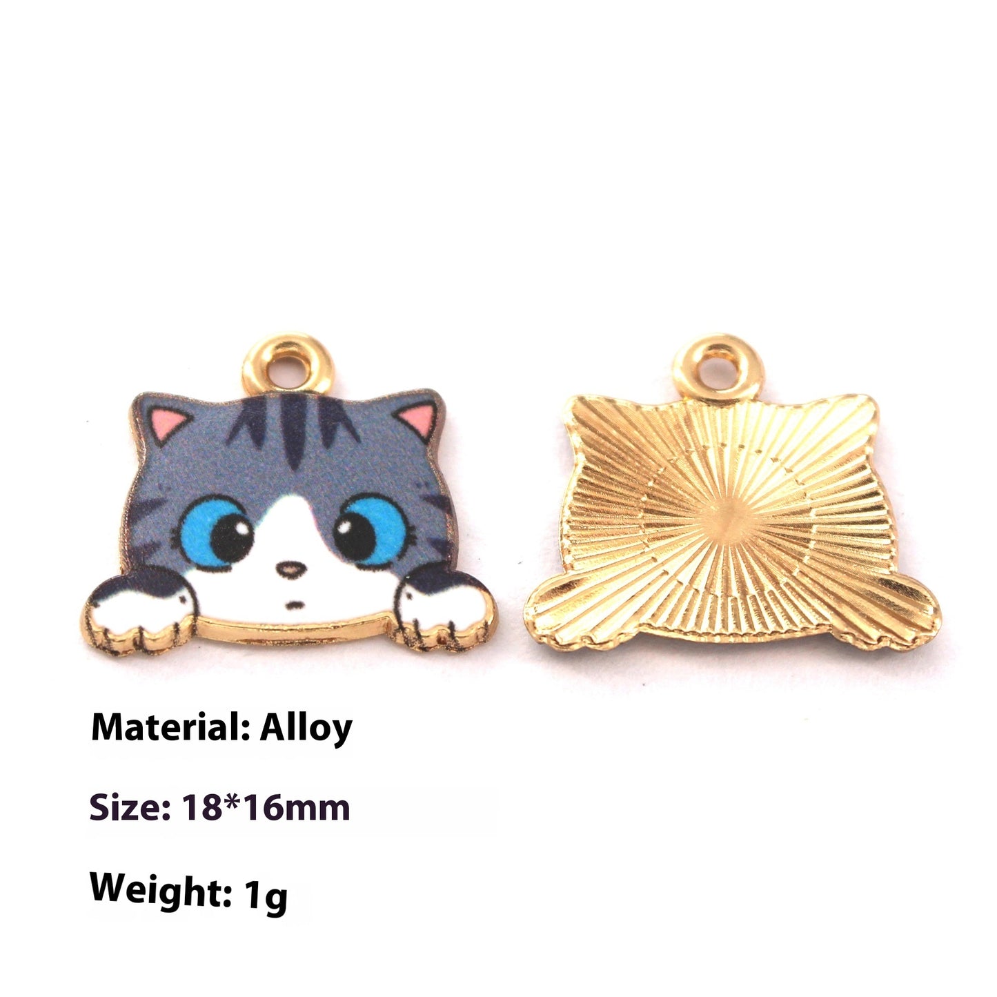 Japanese Style Kitten Cute Printed Cartoon DIY Dripping Oil Metal Alloy Earrings Key Ring Pendant Accessories