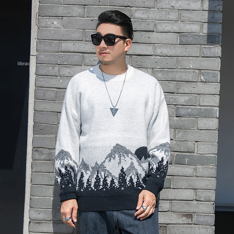 Suéter de cuello redondo de otoño e invierno para hombre de talla grande