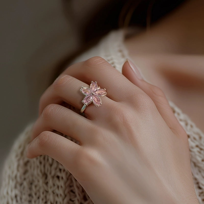 New Spinning Ring Female Cherry Zircon