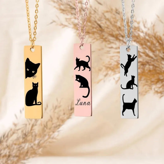 Collar con colgante de gato de dibujos animados creativo para mujer