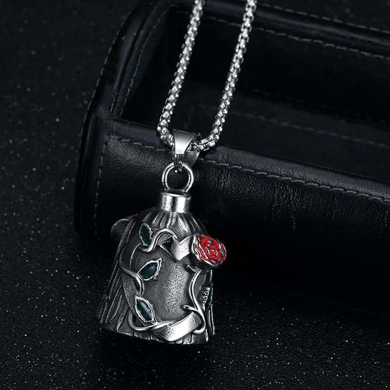 Titanium Steel Vintage Polished Double-sided Epoxy Rose Motorcycle Riding Lucky Bell