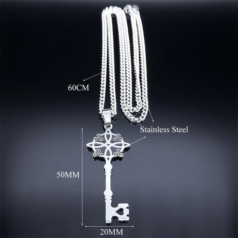 Fashion Key Shape Cross Necklace Charm Chaotian