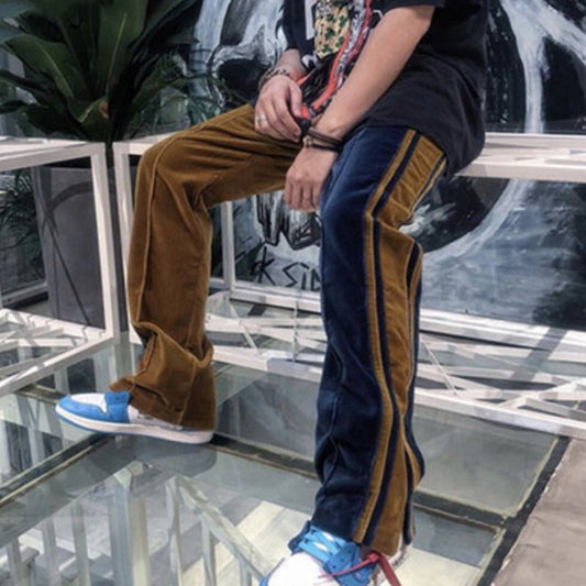 Velour Track Pants Men Women Hip Hop Fashionable Velvet Pan - BAGMODA
