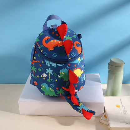 Mochila escolar antipérdida con diseño de dinosaurio para niños y niñas