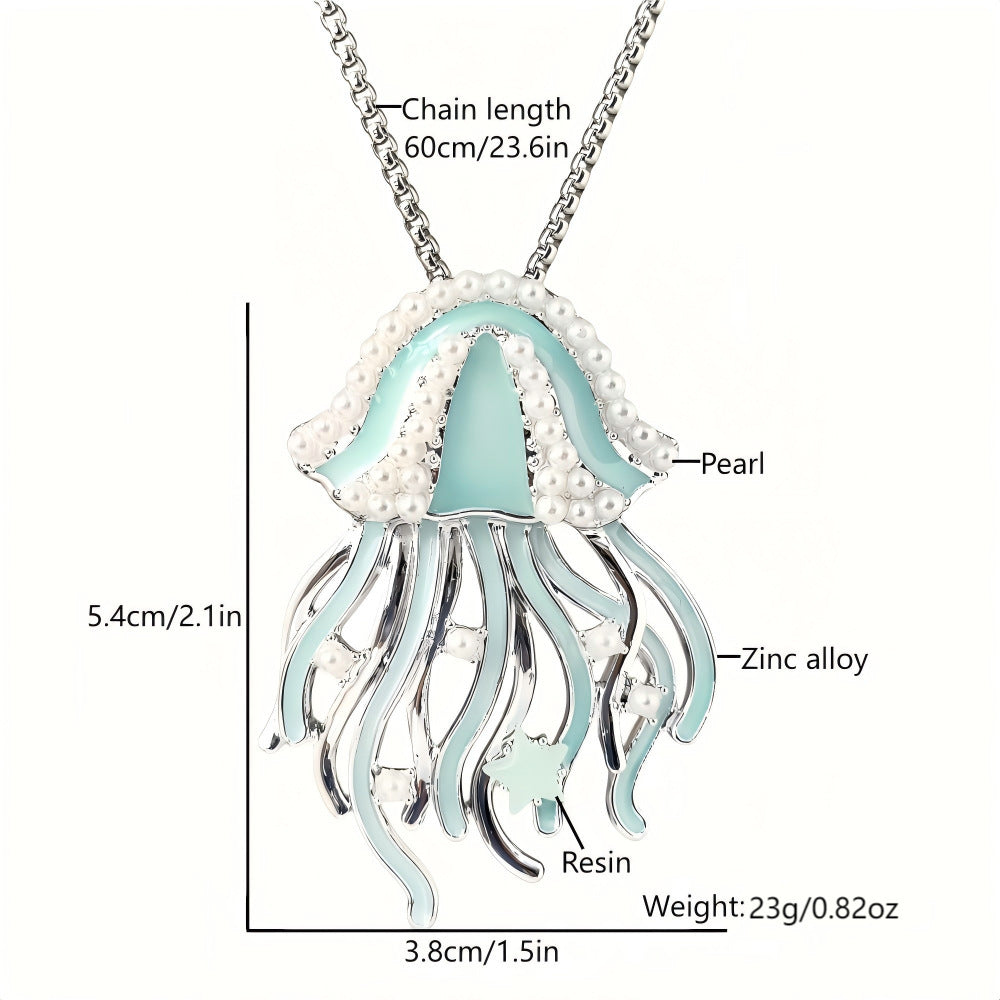 Beach Travel Vacation Accessories Deep Sea Sweet Dreams Luminous Jellyfish Pendant Necklace