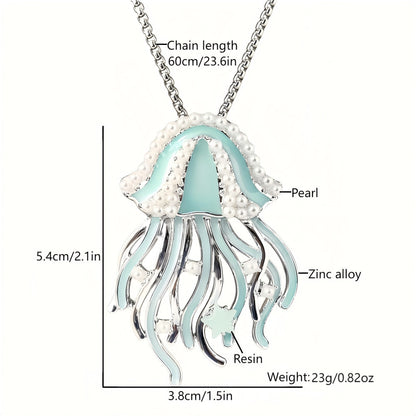 Collar con colgante de medusa luminosa de sueños dulces de aguas profundas para viajes y vacaciones en la playa