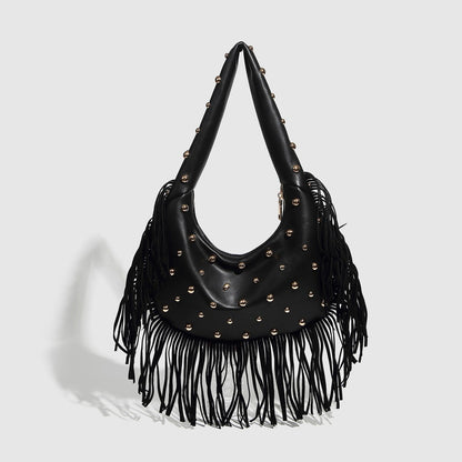 Bolso de hombro con borlas personalizado retro