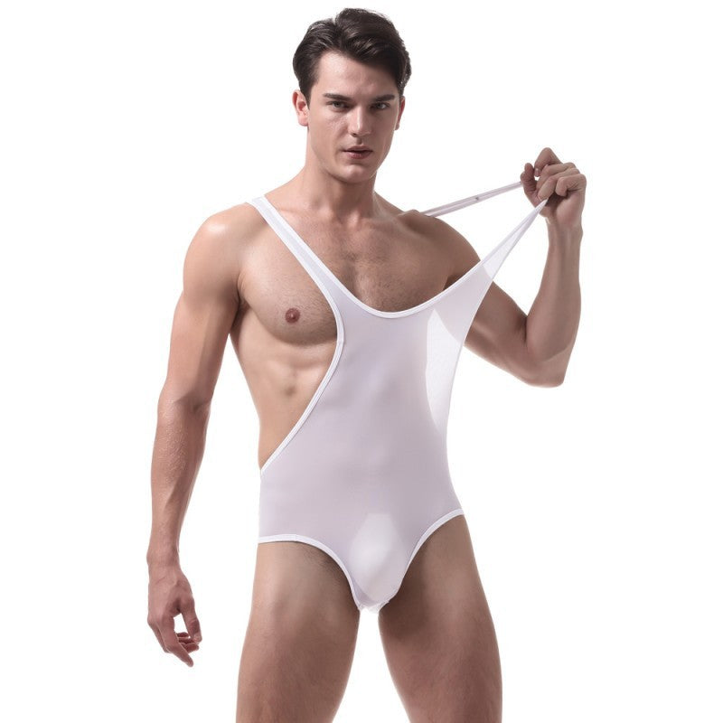 Men's Thin Ice Silk One Piece Shapewear Wrestling Suit