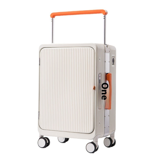 Maleta con ruedas multifuncional con carga USB, cierre frontal, ruedas anchas, universal, 20 pulgadas