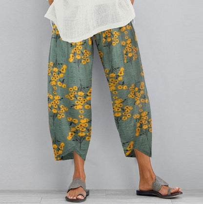 Neu Sommer Casual Hosen Mode Retro Druck Neun-punkt Hosen Hosen Frauen
