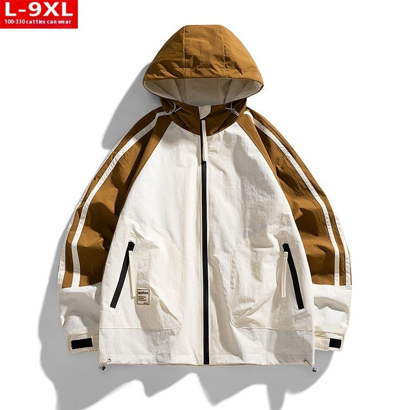 Men's Fashion Colorblock Hooded Jacket