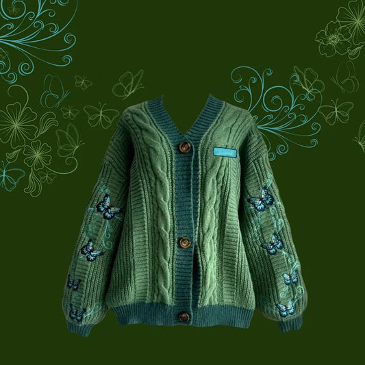 European And American Knitwear Embroidered Cardigan Temperament Youthful-looking Loose Casual Sweater