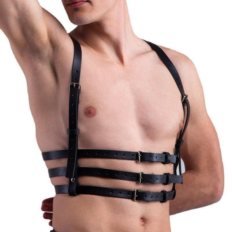 Men's Leather Shapewear Body Strap Alternative Clothing Suspenders