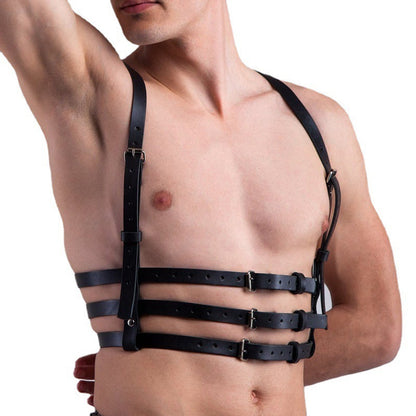 Men's Leather Shapewear Body Strap Alternative Clothing Suspenders