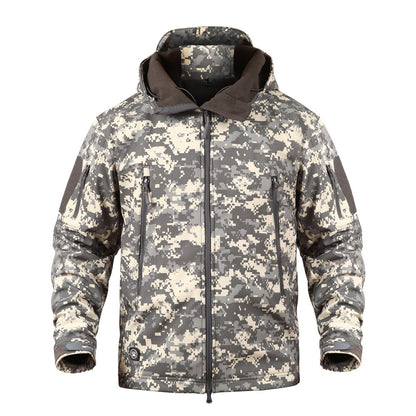 Chaqueta Soft Shell de talla grande, resistente al viento y cálida para montañismo al aire libre.