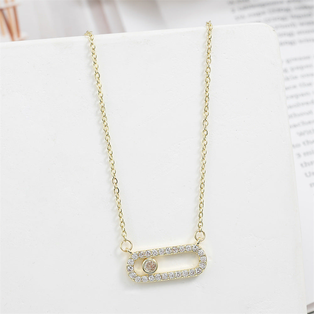 Hollow Oval Pin Necklace Women's High-grade Fashion Commuter Clavicle Chain