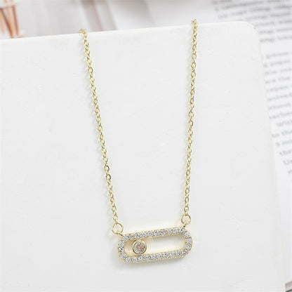Collar con broche ovalado hueco para mujer, cadena de clavícula de alta calidad y estilo moderno.