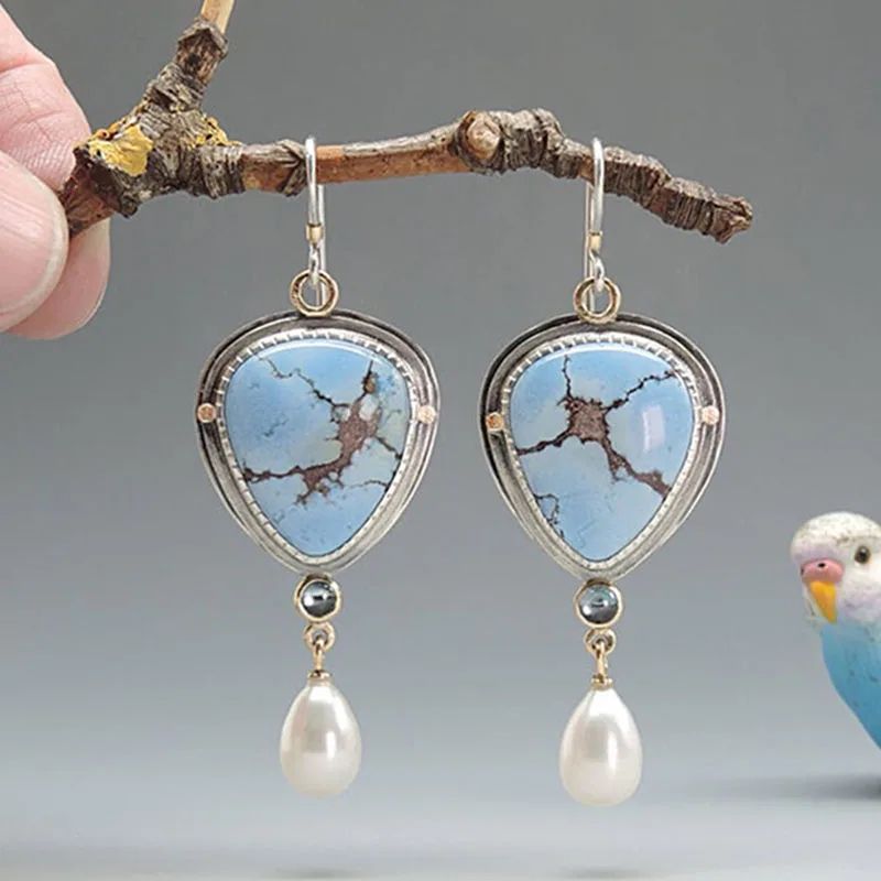 Newandy Colorful Flower Pattern Drop Earrings Ladies Creative