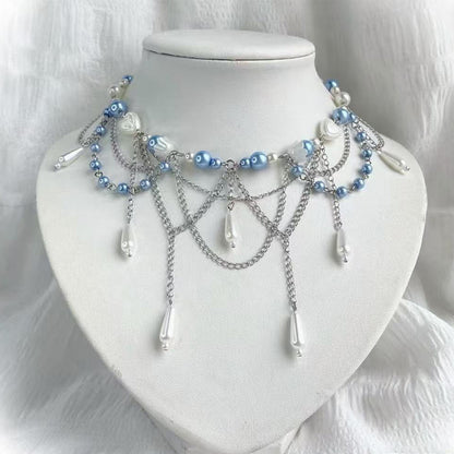 Collar colgante de cadena larga para clavícula para mujer