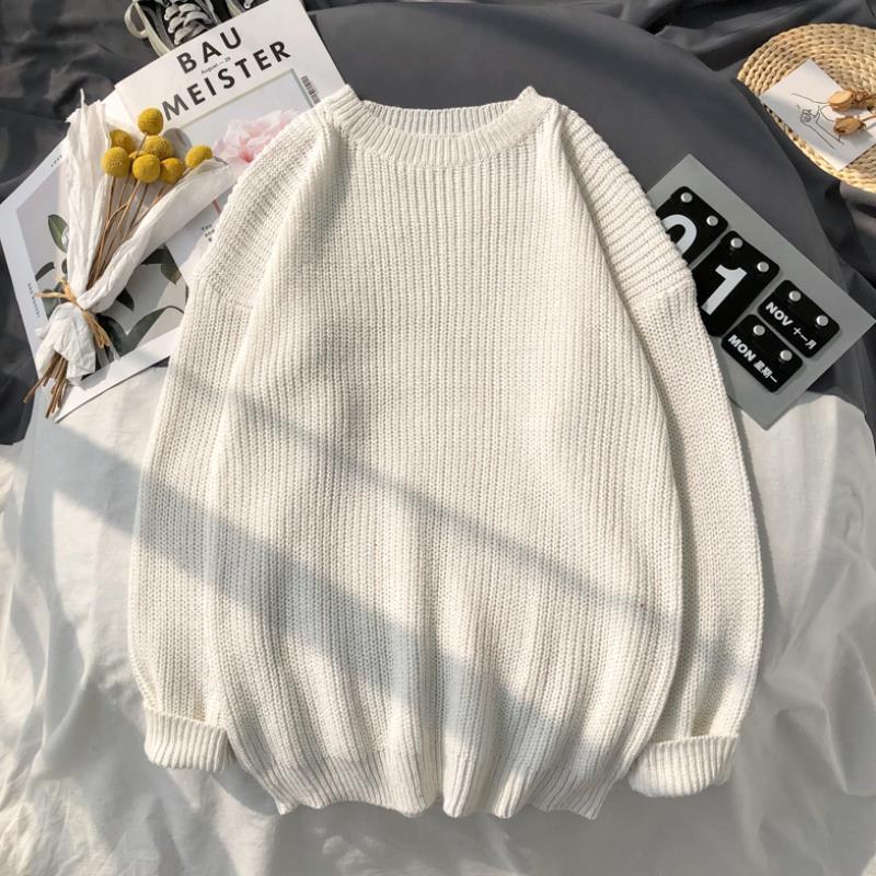 Men's Solid Color Round Neck Sweater Knit Bottoming Shirt