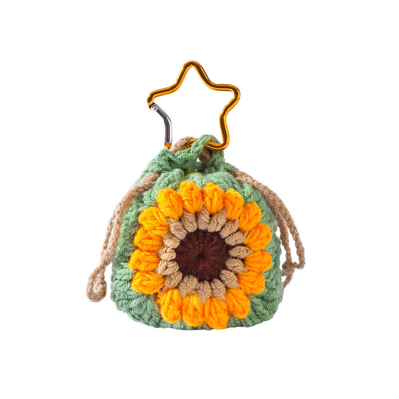 Wool Hand-woven Sunflower Earphone Bag Finished Pendant