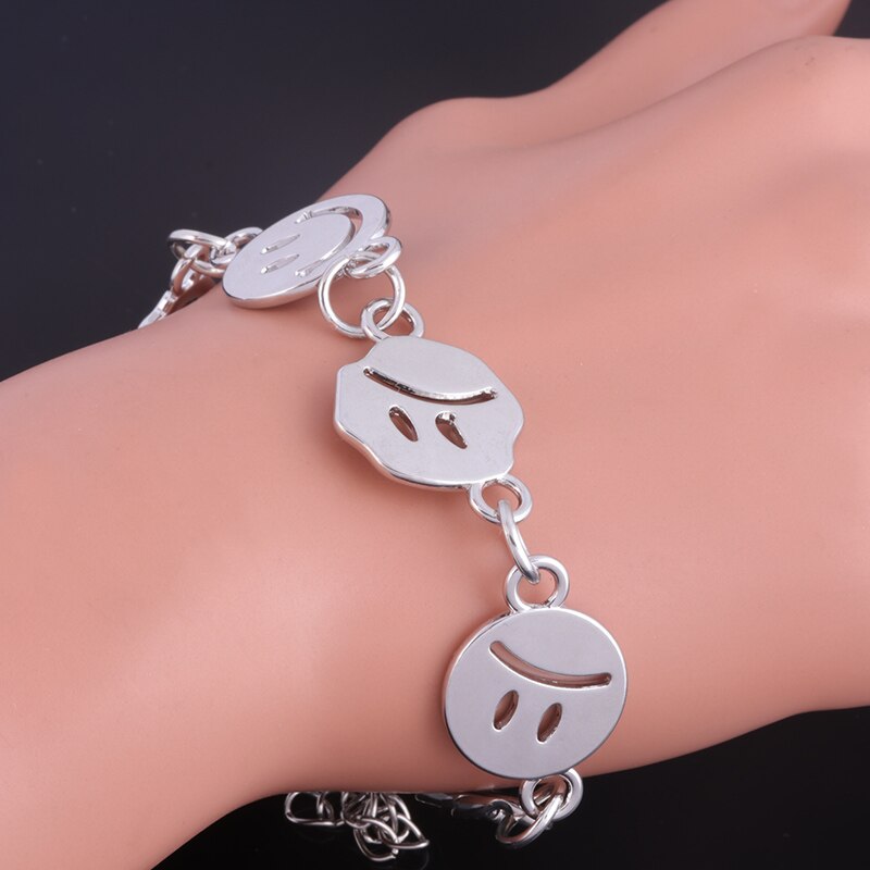 Fashion Happy Smiley Crying Face Charm Bracelet Hip Hop Thick Chain Bangle Bracelets for Women Men Jewelry Accessories