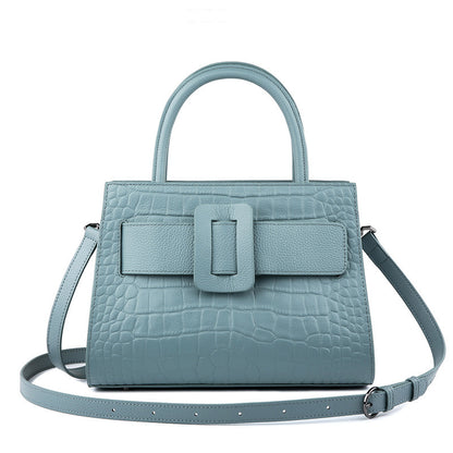 Bolso bandolera portátil de cuero para mujer, bolso de hombro a juego.