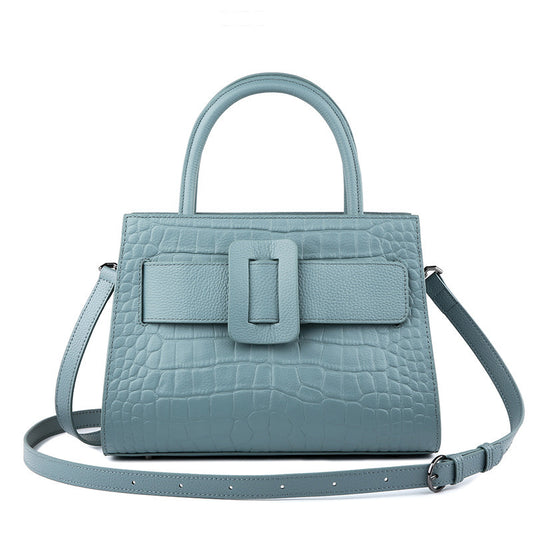 Bolso bandolera portátil de cuero para mujer, bolso de hombro a juego.