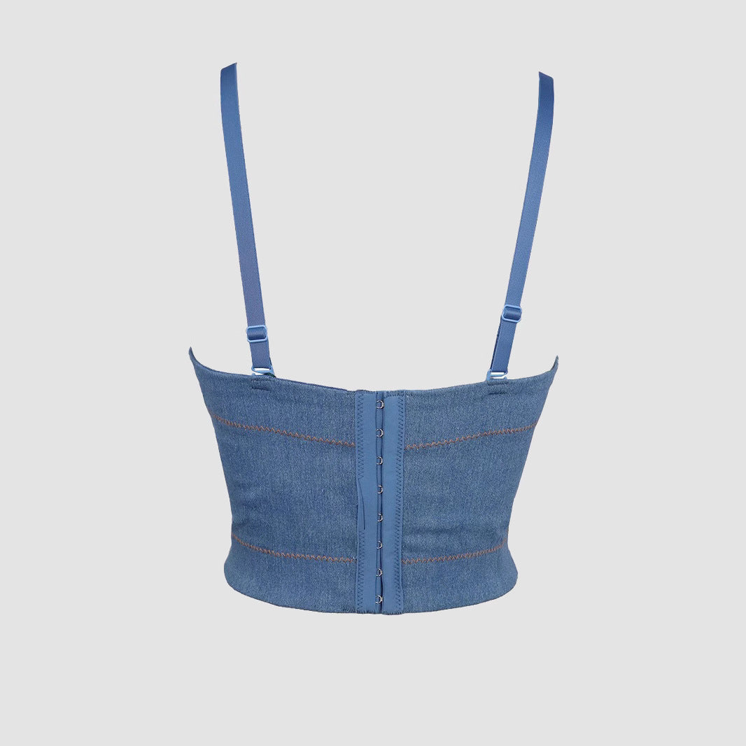 Handmade Rhinestone Strapless Bralette with Fishbone Support