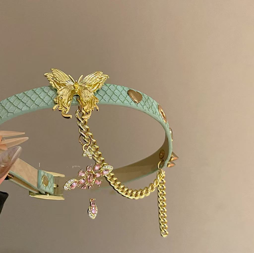 French Sweet Green Butterfly Necklace For Women