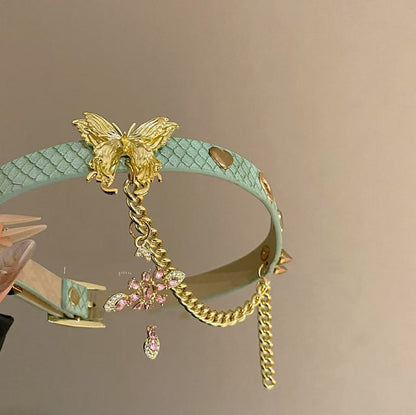 Collar francés de mariposa verde dulce para mujer