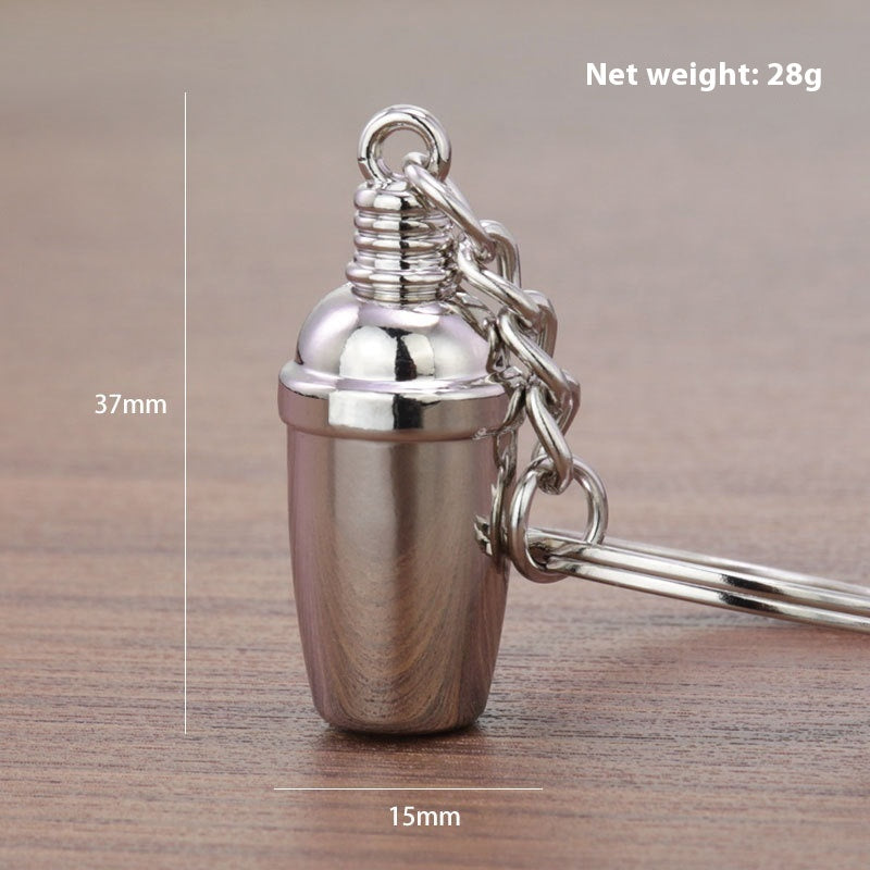 3D Coffee Keychain Metal Car Key Pendant