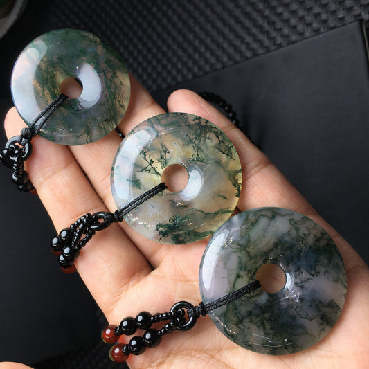 Natural Water Plants Agate Safety Buckle Pendant
