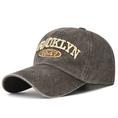 Gorra con visera bordada con letras lavadas retro para hombre, con protección solar para primavera y verano
