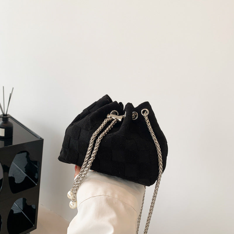 Leopard Print Woven Crossbody Chain Bag