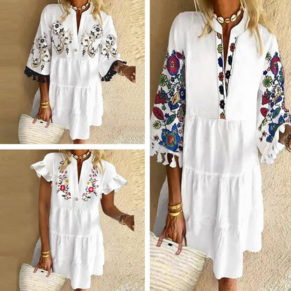 Vestido de verano elástico para mujer, vintage, bonito, elegante, floral.