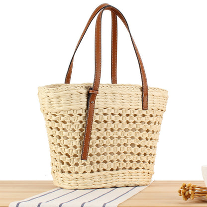 Bolsa tejida informal con hilo de papel