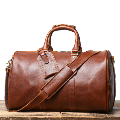 Bolso bandolera de cuero para hombre, bolso de gimnasio de piel de vaca