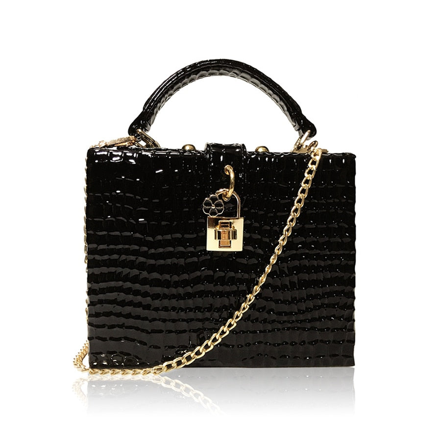 Snake Print Box Handbag